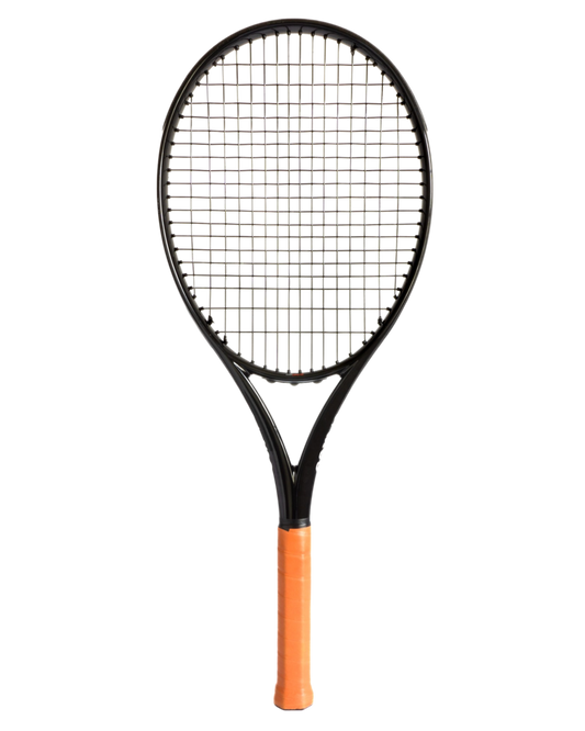 Carve Sports Allcourt tennis racket with 100 sq. in. head, 10.6 oz lightweight frame, aerodynamic design, 16x19 spin-focused string pattern, and synthetic leather grip for power and forgiveness.