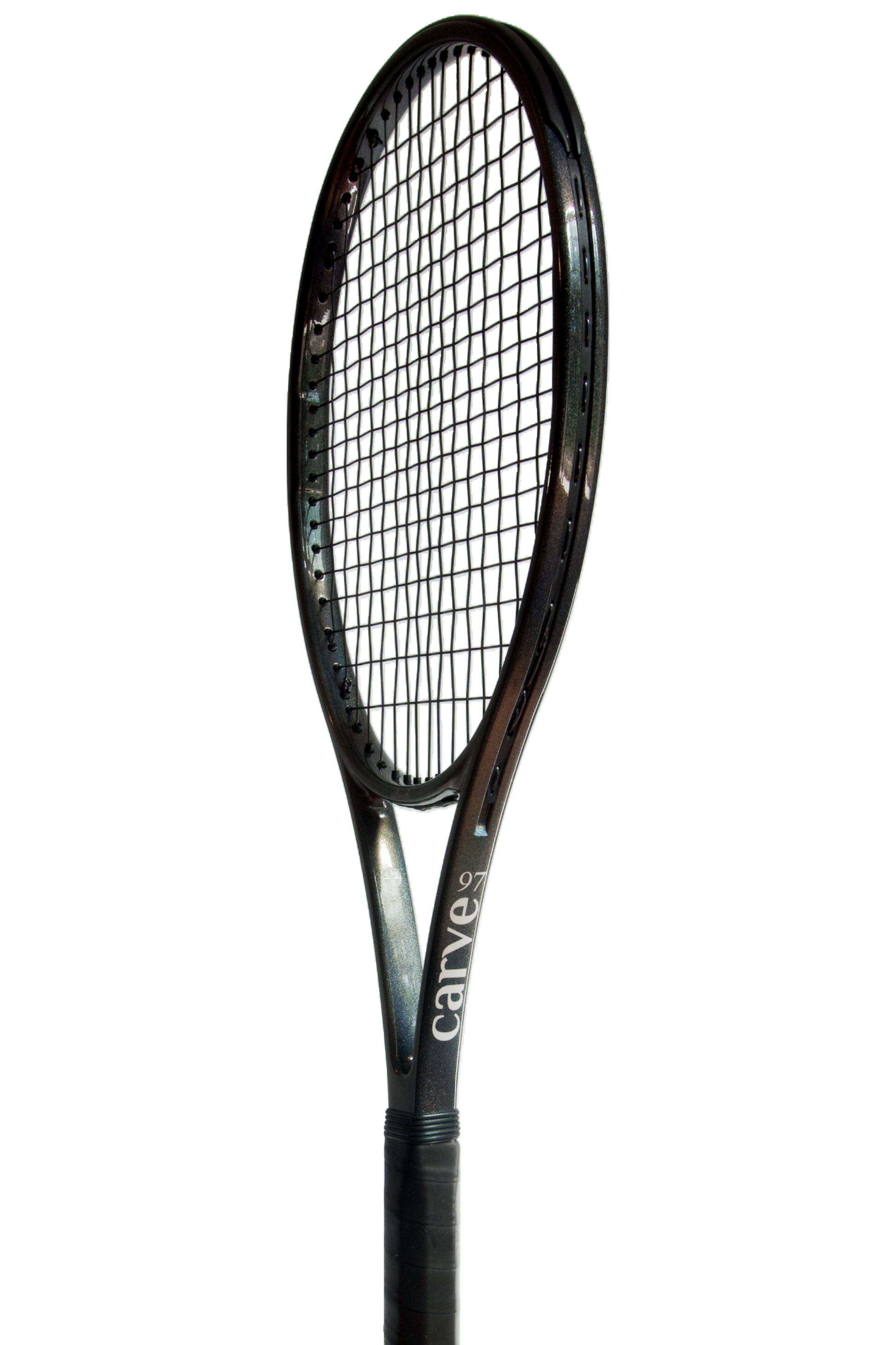 Sideview of Adtouch racket in space grey