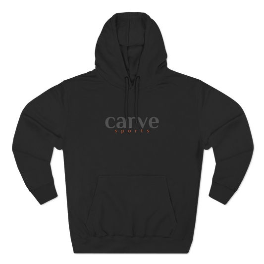 Black Carve Sports Comfort Hoodie with fleece lining, 80% combed ring-spun cotton, and spandex cuffs and waistband for a cozy, true-to-size fit.