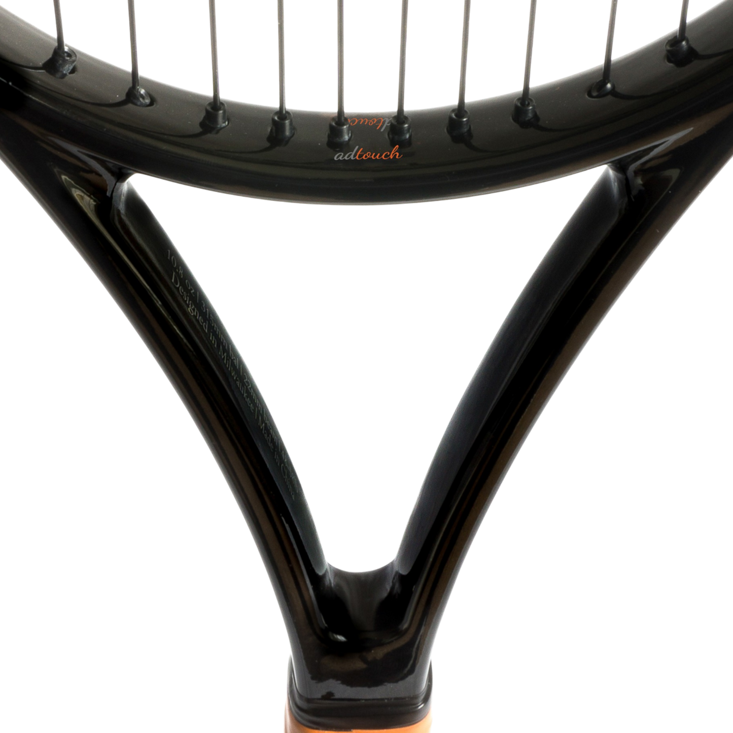 Carve Adtouch 97 tennis racket throat view white background soft shadows