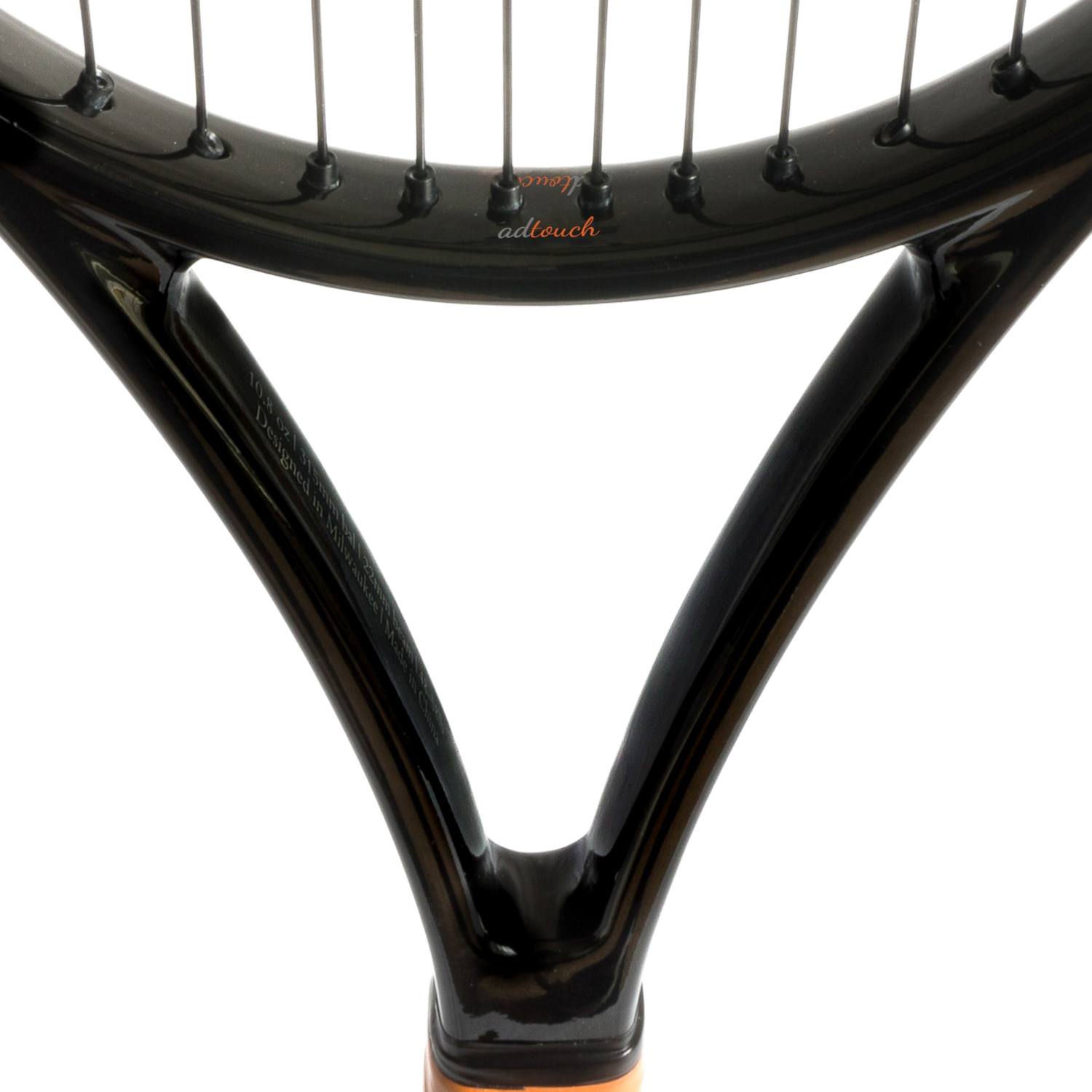 Carve Adtouch 97 tennis racket throat view white background soft shadows