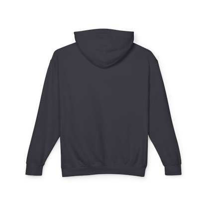 Lightweight hoodie black back with white background