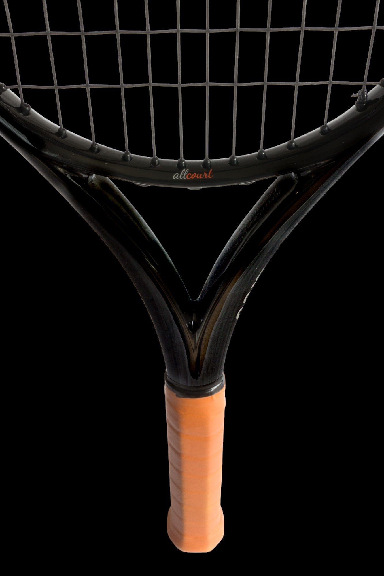 Carve AllCourt 100 Tennis racket throat view black background